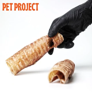 Pet Project หลอดลมวัวอบแห้ง Dehydrated Beef Tracheaขนมขัดฟันสุนัข 100% Natural