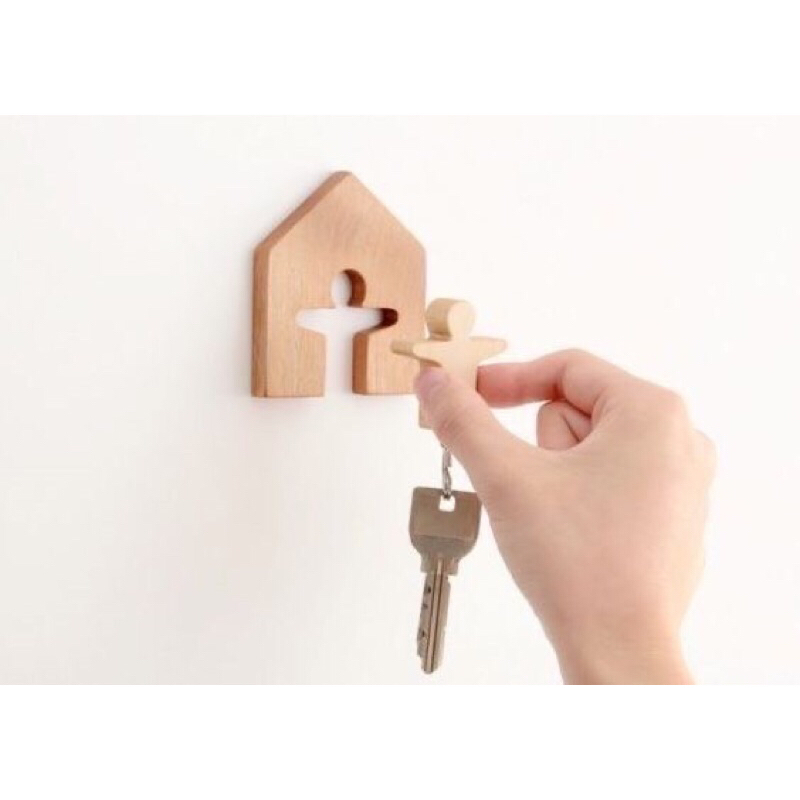 PL10 keychain hanger ที่แขวนกุญแจติดผนัง แบบไม่ต้องเจาะ ทำจากไม้ยางพาราเกรดA สวยงาม แข็งแรง