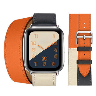 สายหนังสำหรับ iwatch 1 2 3 4 5 6 7 8 9 10 11 SE สายหนังวงกลมคู่ 38 มม.40 มม.41 มม.42 มม.44 มม.45 มม.49 มม.46มม
