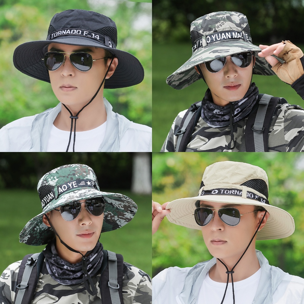 UP80 หมวกเดินป่า แบบปีกกว้าง พับเก็บได้ วินเทจ ผ้าคอตตอน ปรับสายได้ Bucket hat กันแดด ตั้งแคมป์ ใส่ได้ทั้งชายหญิง