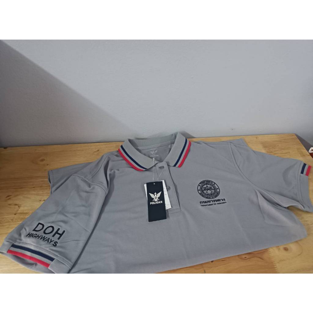 เสื้อโปโลกรมทางหลวง แขนDOH Poligan ปกขลิบ
