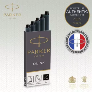 Parker หมึกหลอด สำหรับปากกาหมึกซึม ไส้ปากกาคอแร้ง แพ็ค 5 ชิ้น Parker Quink refill pack 5 CT Blue, Black