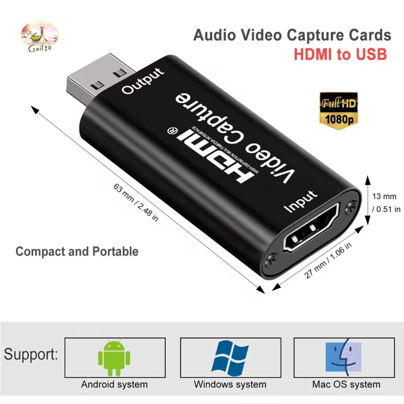 Video Capture Card การ์ดจับภาพวิดีโอเสียง 4K HDMI เป็น USB 2.0 FR PS4 เกม DVD Game/Video Live Hdmi Capture Card USB 2.0