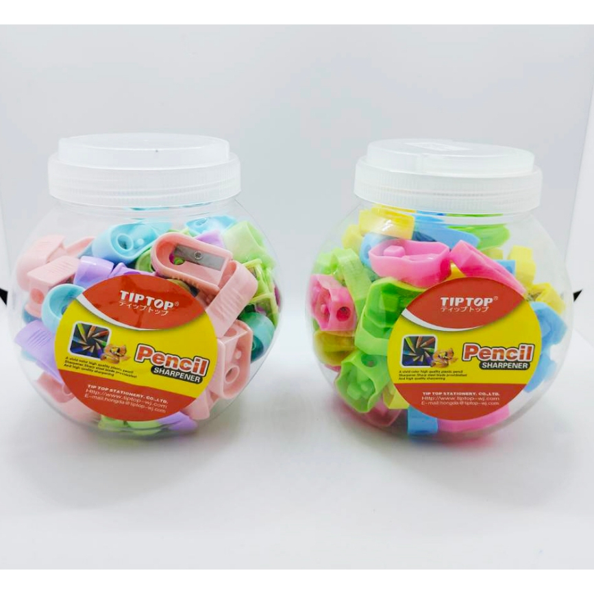 🔥กระปุก 72 PCS สุ่มแบบคละสี 🔥 กบเหลาดินสอกระปุก  ที่เหลาดินสอ คละสี แบบมือหมุน เหลาง่าย