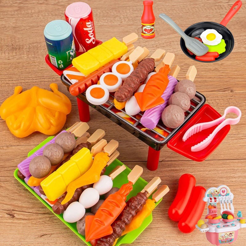 COD บาร์บีคิวจำลองสำหรับเด็ก แกล้งเกม ของเล่นเด็กในครัว เครื่องครัวสำหรับทำอาหาร สวมบทบาทบาร์บีคิว