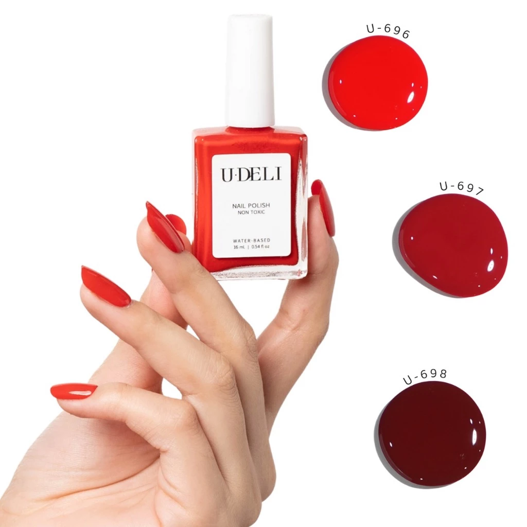 สีทาเล็บกึ่งเจล (ไม่อบ) U-DELI Vegan Nail Polish 16ml โทนสีแดง Always Red หรู สีสวยชัด เงา Group