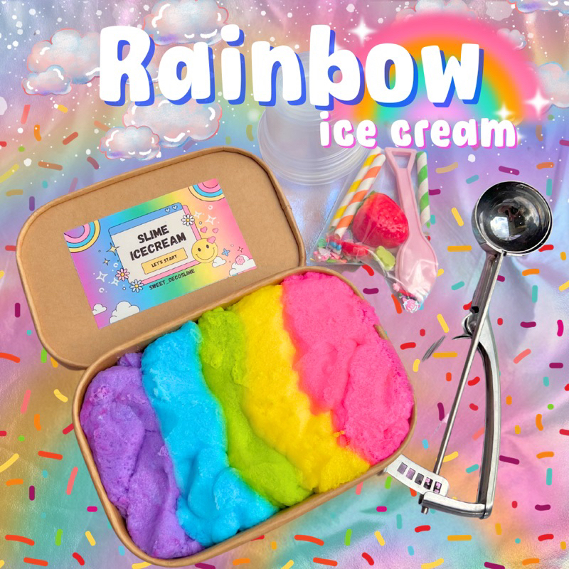 สไลม์ไอติมตัก rainbow แถมที่ตักไอติมและท้อปปิ้ง