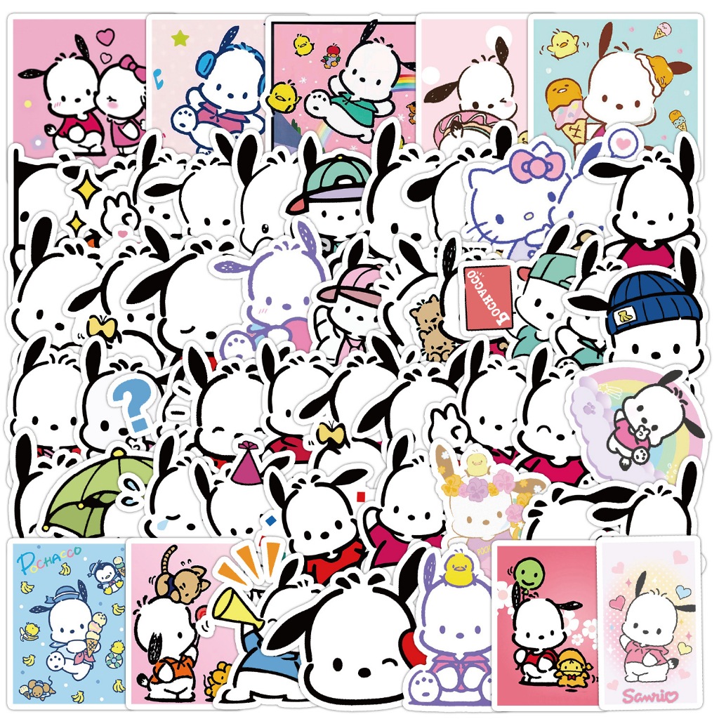 ✨พร้อมส่ง✨SANRIO Pochacco  ANIME ผสม sticker มาย เมโลดี้ สติกเกอร์กันน้ำรูปแบบที่แตกต่างกัน 50ชิ้น