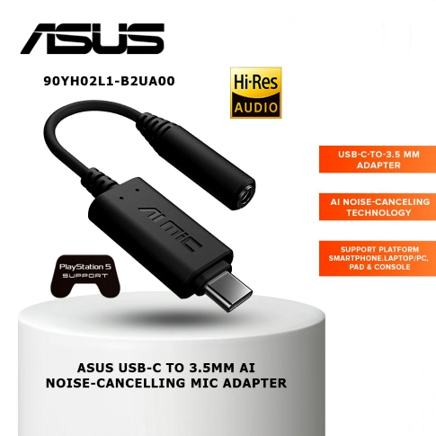 ASUS AI Noise-Canceling Mic Adapter with USB-C to 3.5 mm connection ตัดเสียงรบกว