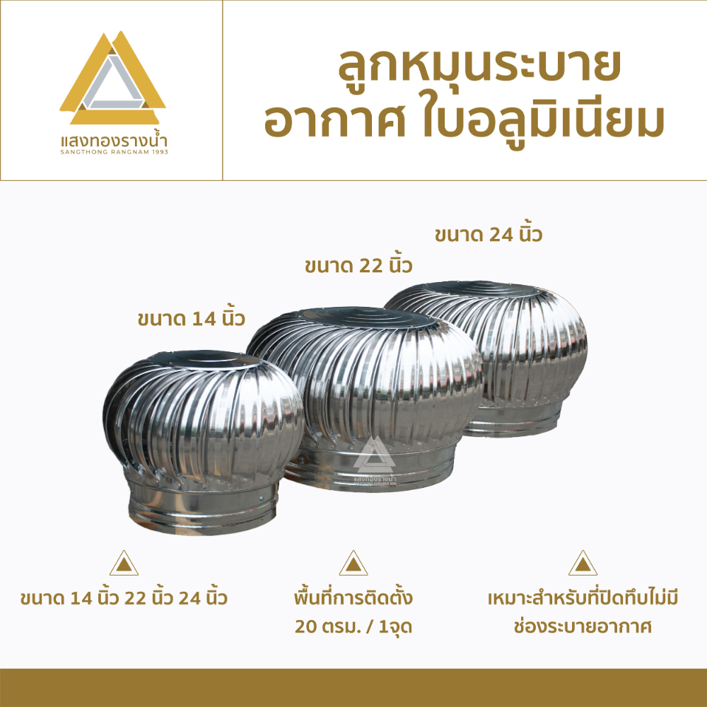 ลูกหมุนระบายอากาศ ใบอลูมิเนียม ราคาโรางงาน ขนาด 14นิ้ว 22นิ้ว และ 24นิ้ว
