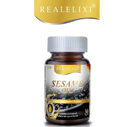 Real Elixir Black Sesame Oil 500 mg. น้ำมันงา 30เม็ด