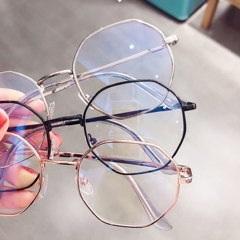 [พร้อมส่งจากไทย ] แว่นกรองแสงสีฟ้า แว่นทำงาน แว่นทรงแปดเหลี่ยม เลนส์ใส ใส่แล้วหน้าเด็ก น่ารัก ฮิตสุดๆ  Mellow BB01.