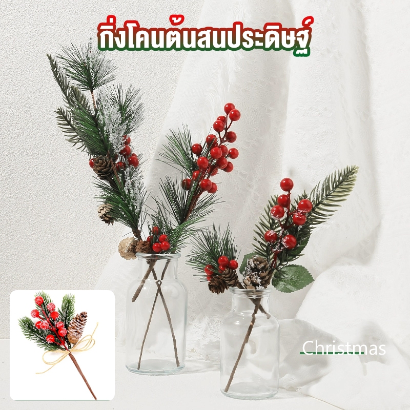 วันคริสต์มาสจำลองรูปกิ่งไม้สนตก แต่งภาพจำลอง และอุดมไปด้วยถั่ว