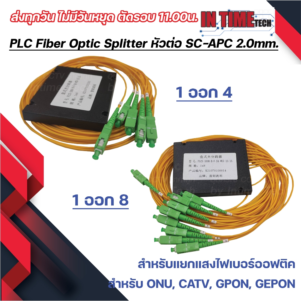 กล่องแยกสัญญาณ ไฟเบอร์ออฟติก 1 ออก 4 และ 1 ออก 8 PLC Fiber Optic Splitter 1x4 1x8 หัว sc apc