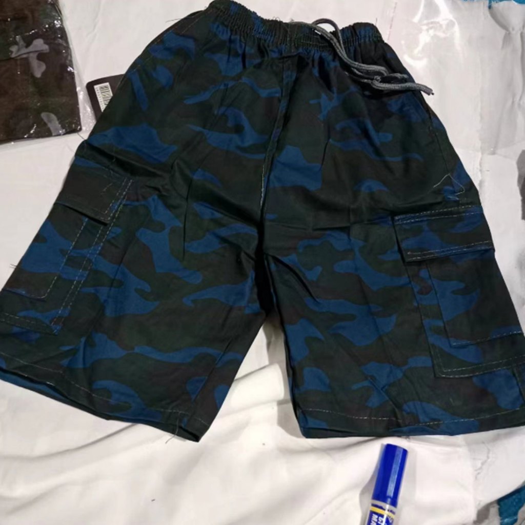 พร้อมส่ง กางเกงขาสั้นเด็กชาย ลายทหาร เนื้อผ้าคอตตอนนิ่ม