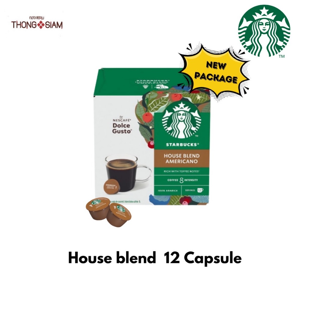ล็อตใหม่ STARBUCKS AMERICANO HOUSE BLEND by Nescafe Dolce Gusto สตาร์บัคส์ เฮาส์เบลนด์  12แคปซูล/กล่