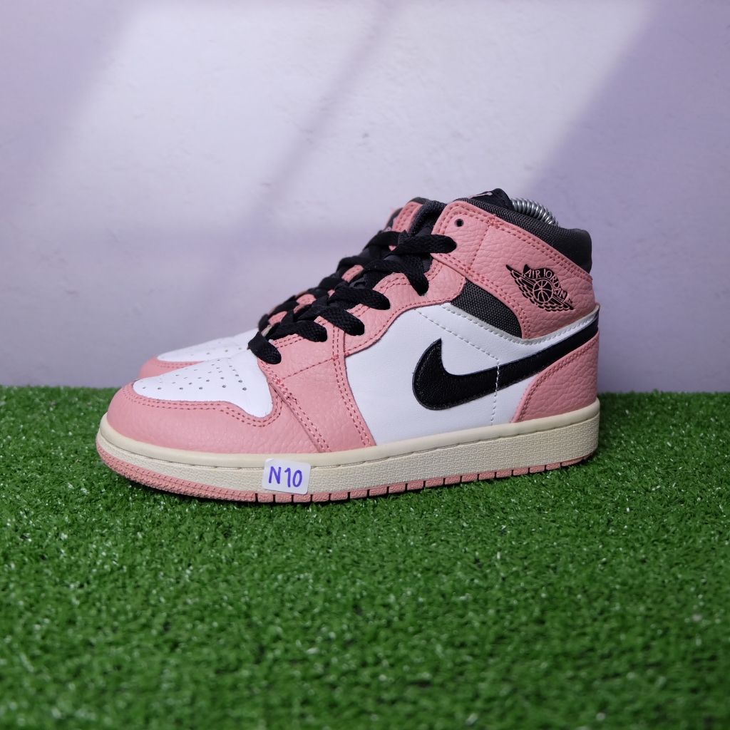 (36/22.5 cm) Nike Jordan 1 Mid Pink Quartz (GS) #งานPKไม่การันตี #เซลล์SALE ไนกี้มือ2 รองเท้าผ้าใบผู้หญิง