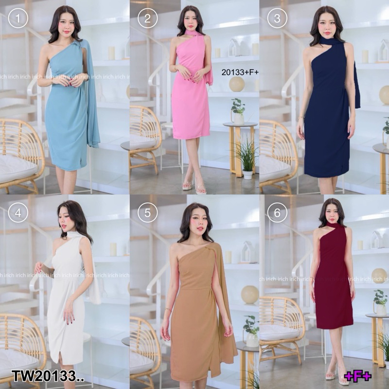 #77 เดรสผ้าชีฟองมีซับในทั้งตัว งานซิปข้าง ใส่ได้ 2 แบบ