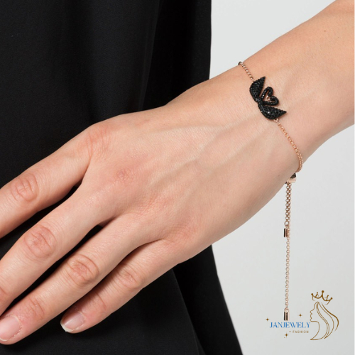 สร้อยข้อมือแท้ Swarovski Iconic Swan Bracelet Rose/Black กำไลข้อมือจี้หงส์คู่ พร้อมส่ง ของขวัญสำหรับคนพิเศษ