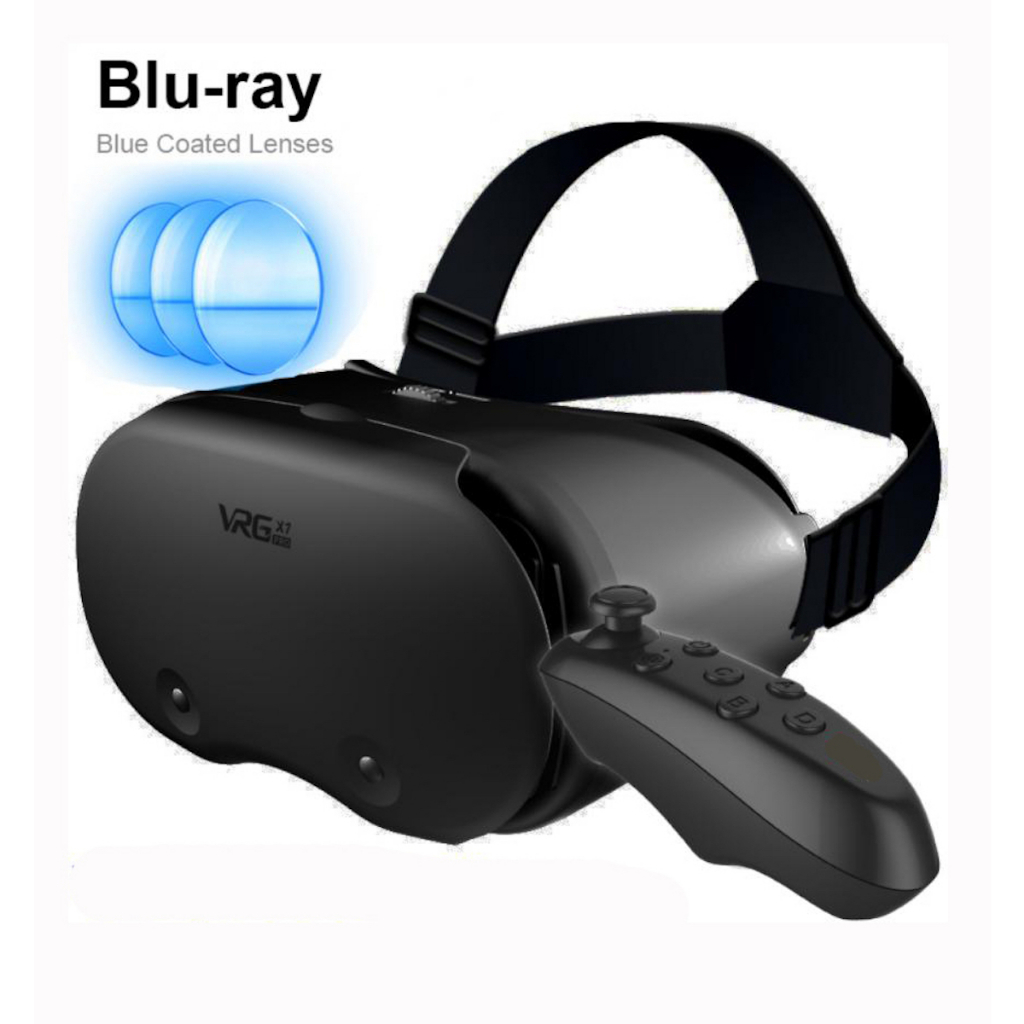 VRG Pro X7แว่น VR หมวกกันน็อคเสมือนจริงปกป้องดวงตาสีฟ้าใช้ได้กับโทรศัพท์อัจฉริยะ5-7นิ้ว