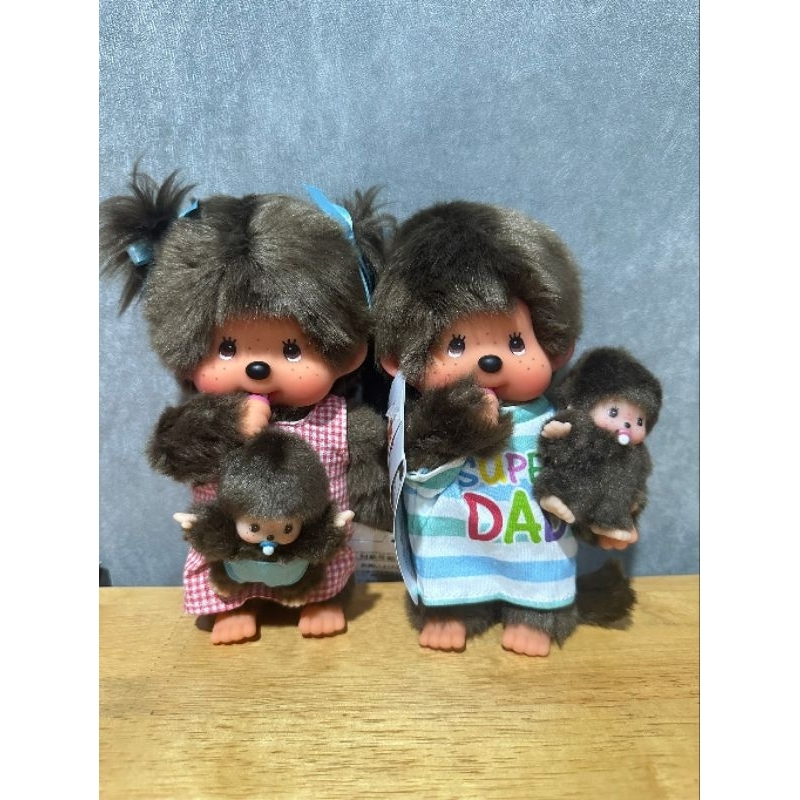 Monchhichi Mother Care with small Bebichhichi Baby , Monchhichi Super Dad with small Bebichhichi Bab