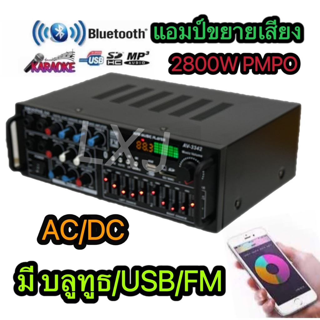 TH-88เครื่องขยายเสียง แอมป์ขยายเสียง AMPLIFIER Bluetooth MP3 USB SD CARD ใช้ไฟ 12vDc-220vAcได้ รุ่น 
