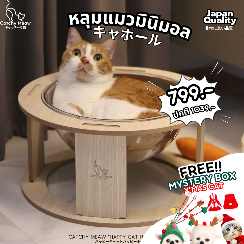 (ฟรี! กล่องสุ่ม X'Mas) หลุมแมว 4 เสามินิมอล คอนโดแมวมินิ By CatchyMeaw (หลุมแมว4เสา - C0021)