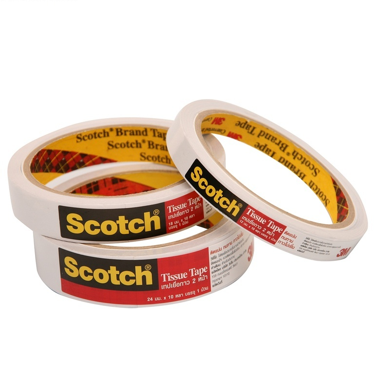 Scotch 3M เทปเยื่อกาวสองหน้า Tissue Tape 777 แบบบาง 10หลา