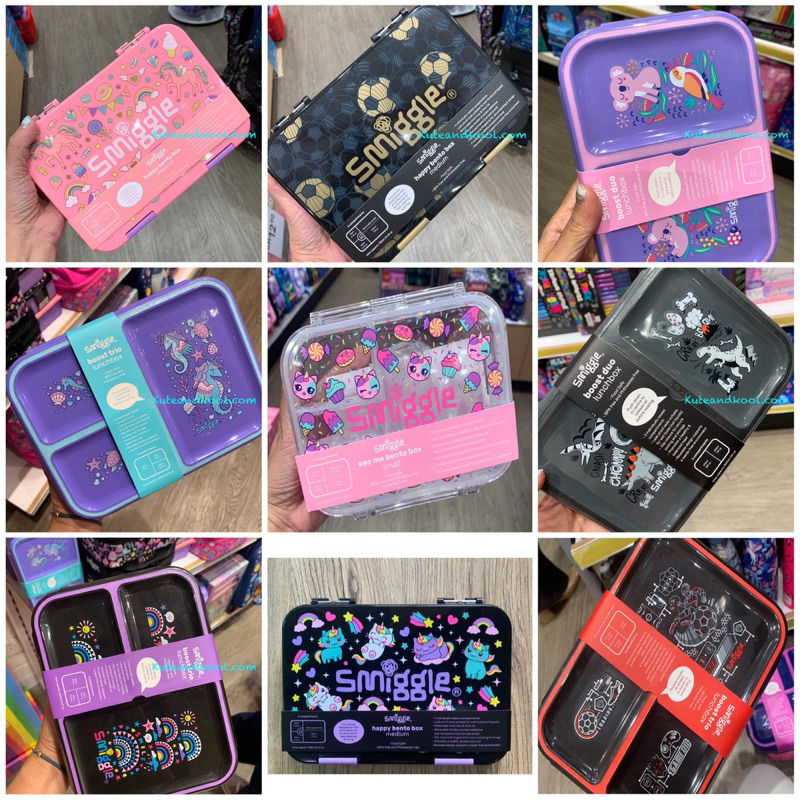 Smiggle 🌸 กล่องข้าว กล่องใส่อาหาร Bento lunchbox/ Duo Trio lunchbox