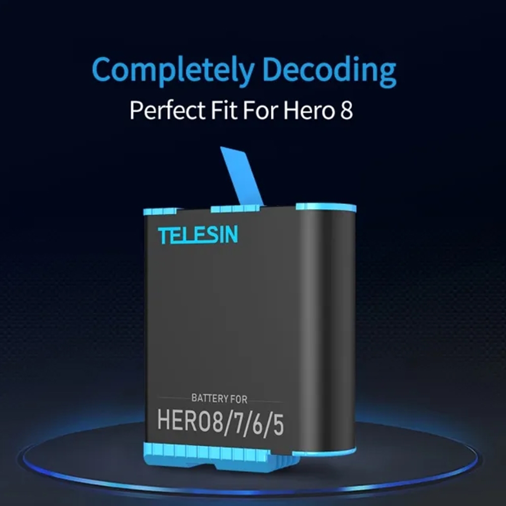 GoPro 8 / 7 / 6 / 5 Dual Battery Charger + Telesin Battery ฟรี กล่องใส่แบต