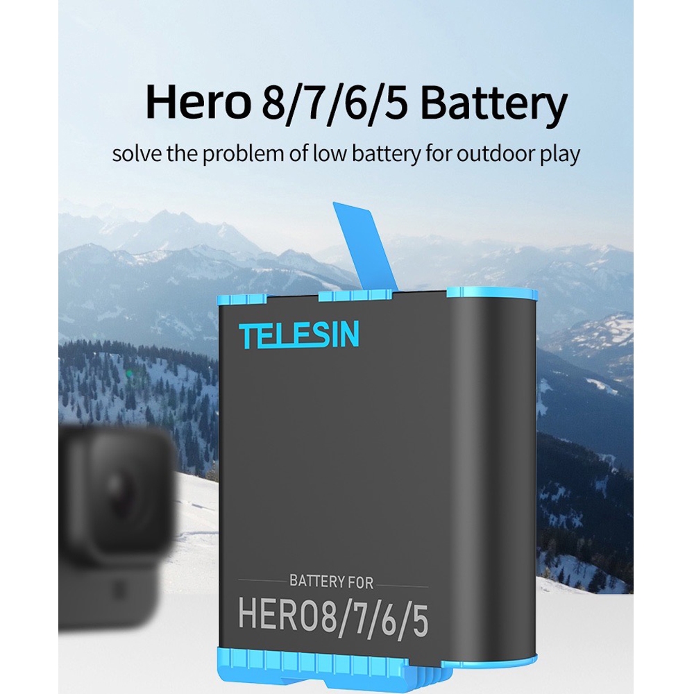 GoPro 8 / 7 / 6 / 5 Dual Battery Charger + Telesin Battery ฟรี กล่องใส่แบต