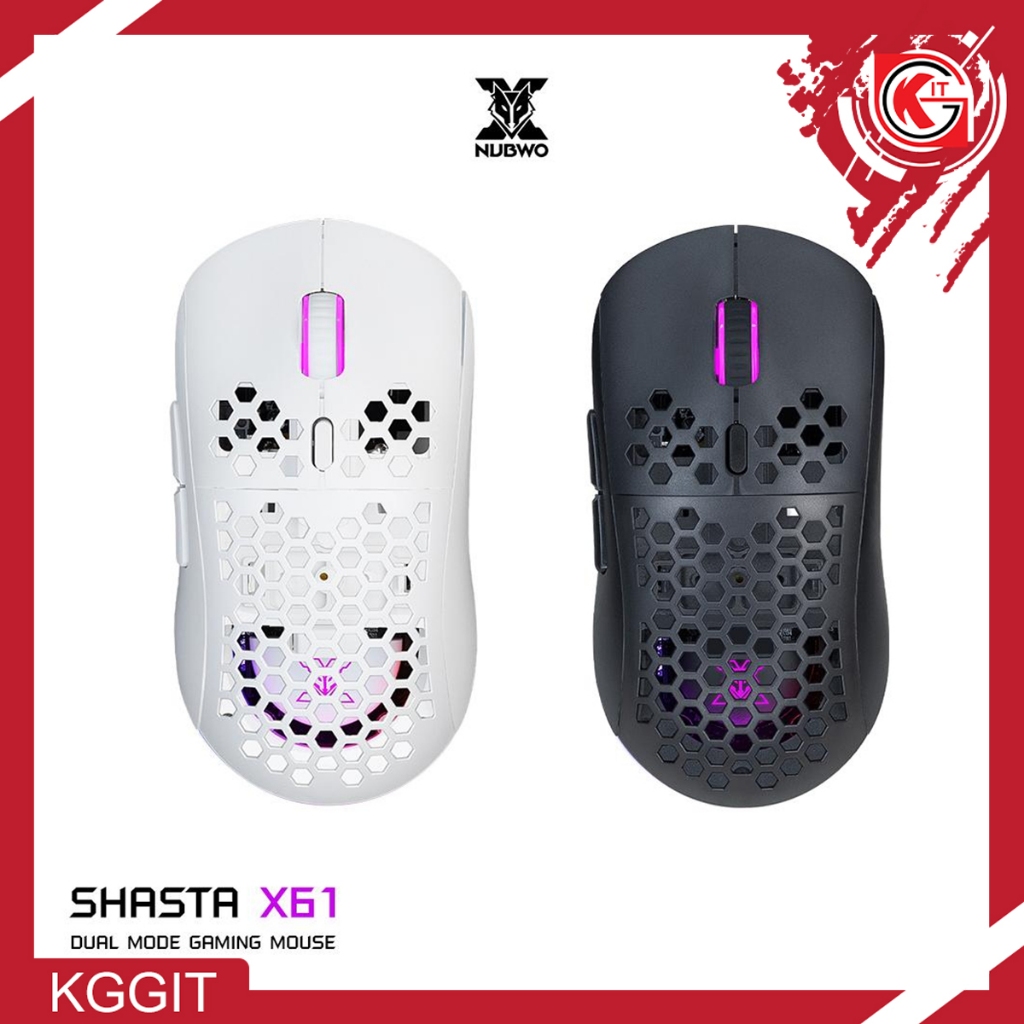 เมาส์เกมมิ่งไร้สาย NUBWO SHASTA X61 ไฟ RGB Dual Mode 2.4Ghz