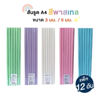 [ยกโหล] สันรูดพลาสติก A4 ขนาด 3 มม. / 5 มม. สีพาสเทล Orca IMAC ออร์ก้า สันรูดเข้าเล่ม คละสี [S24]