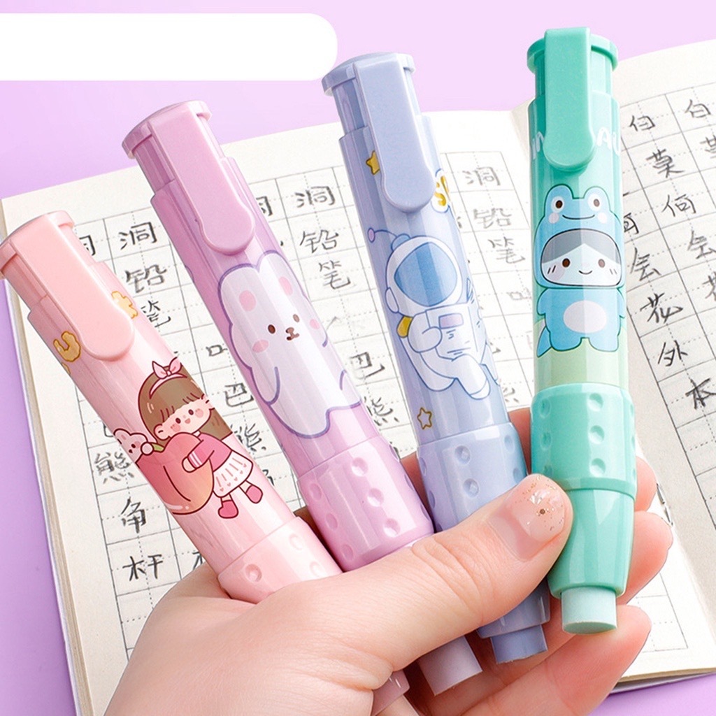 ยางลบ ยางลบดินสอ แบบกด ลายการ์ตูน น่ารัก แถมฟรี ไส้ยางลบ 2 แท่ง เปลี่ยนไส้ได้ มีให้เลือก 4 สี ลบสะอาด Stick eraser - รูปที่ 2