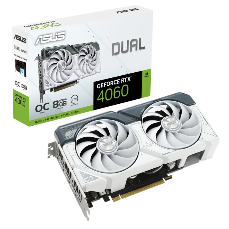 VGA (การ์ดแสดงผล) ASUS DUAL GEFORCE RTX 4060 WHITE OC EDITION 8GB GDDR6 (DUAL-RTX4060-O8G-WHITE)