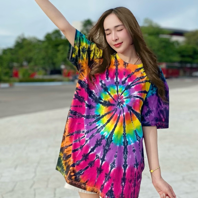 เสื้อมัดย้อม สีพาสเทล ใส่ได้ทั้งครอบครัว US COTTON  (ดาร์ค+เรนโบว์)