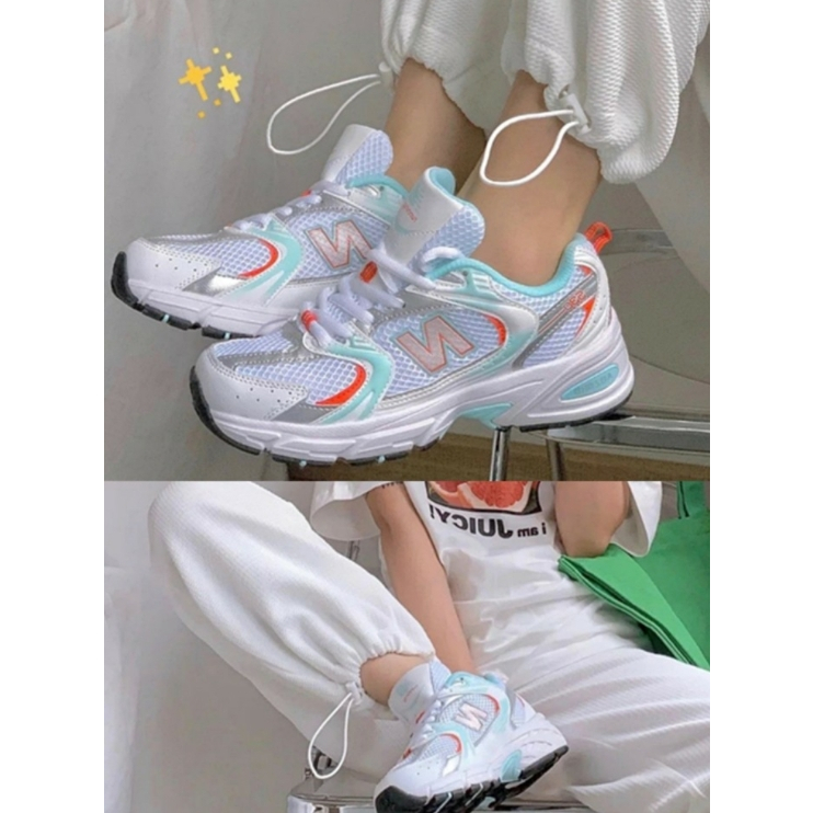 New Balance NB 530 - สีขาว - เขียว ของแท้ 100 % รองเท้าผ้าใบ