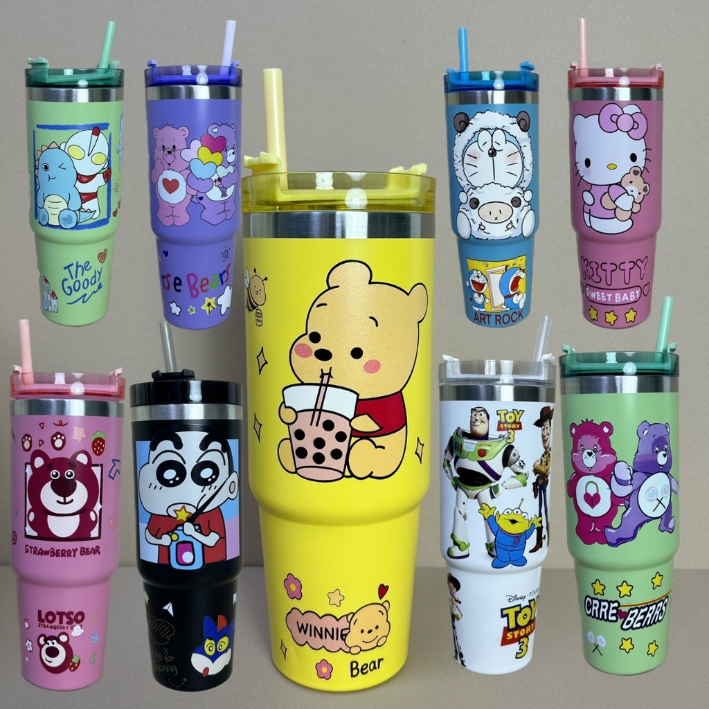 BAE(ลูกค้าใหม่ 1บาท) แก้วน้ำเยติกเก็บความเย็นลายการ์ตูน  สแตนเลส304