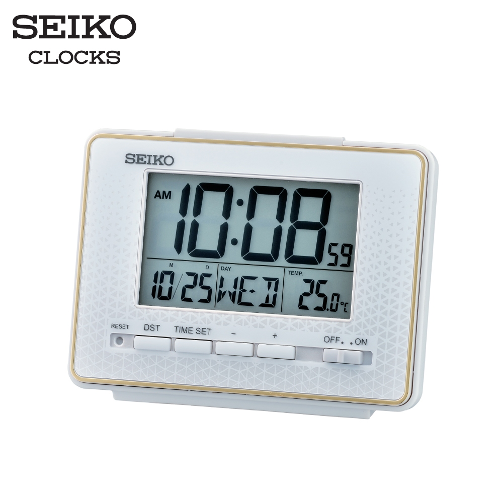SEIKO CLOCKS นาฬิกาดิจิตอล รุ่น QHL096W ขนาด 3.6 x 4.8 นิ้ว สีขาว
