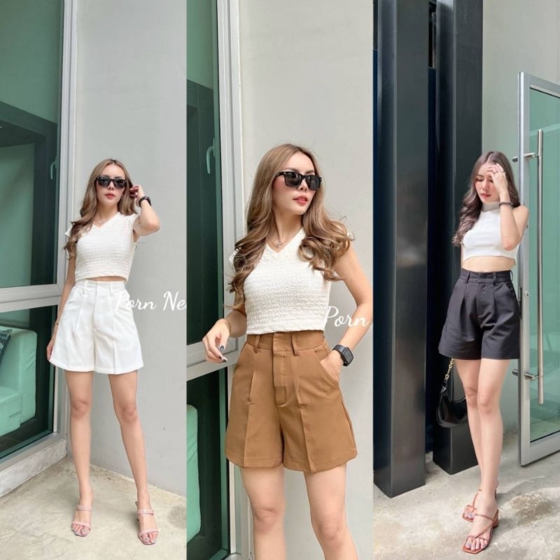 (A01) กางเกงขาสั้น​เอวสูง​ กางเกงขาสั้นผู้หญิง ผ้าไมโคร#Basic​ short​