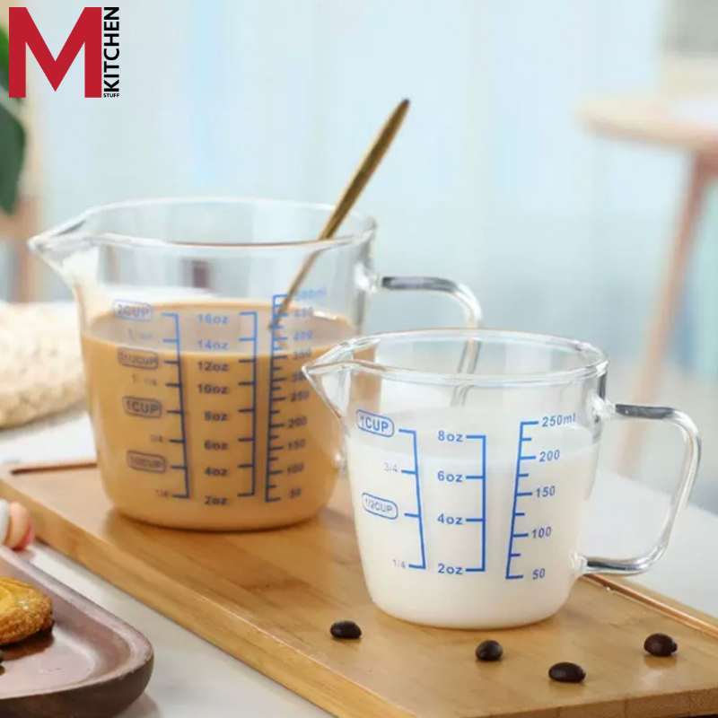 M KITCHEN แก้วตวง​ แก้วตวงชงกาแฟ ถ้วยตวง เหยือกตวง แก้วชงกาแฟ​ เหยือกตวงแก้วมีหูจับ เข้าไมโครเวฟได้ MB