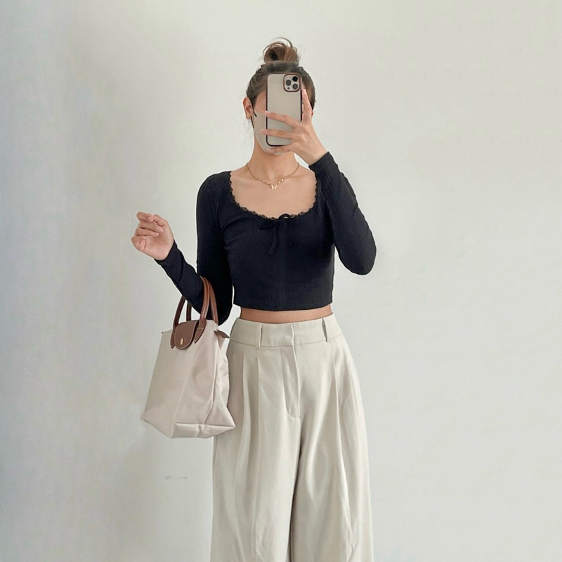 Lalapis | DIANA TOP  เสื้อแขนยาวแต่งโบว์ลูกไม้ ราคา ถูกที่สุด ดีลบีเคเค แกลเลอรีภาพที่ 8