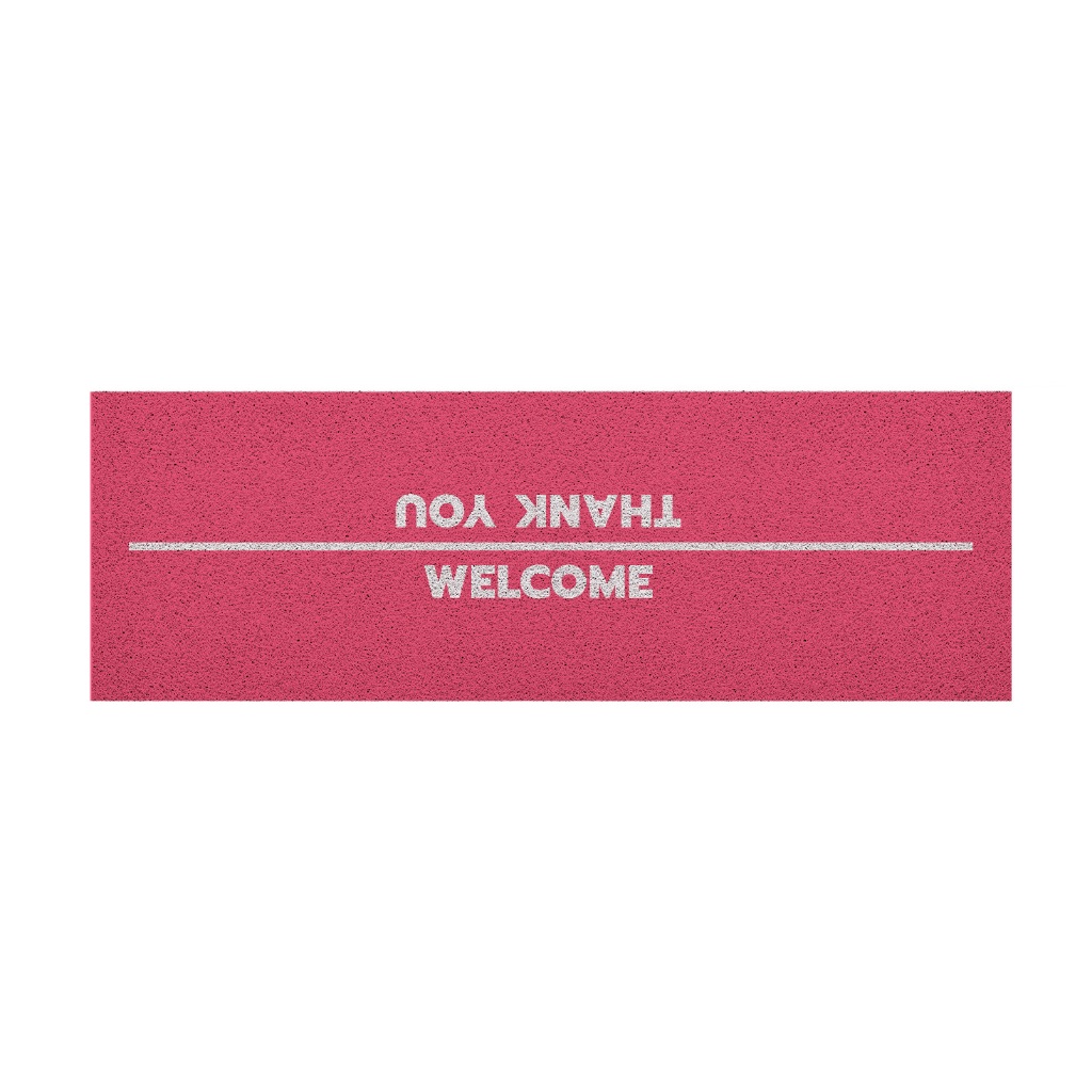 [ MT04-00000111 ]  พรมดักฝุ่น พรมเช็ดเท้า ลาย welcome thank you สีชมพู ขนาด 40x120 ซม
