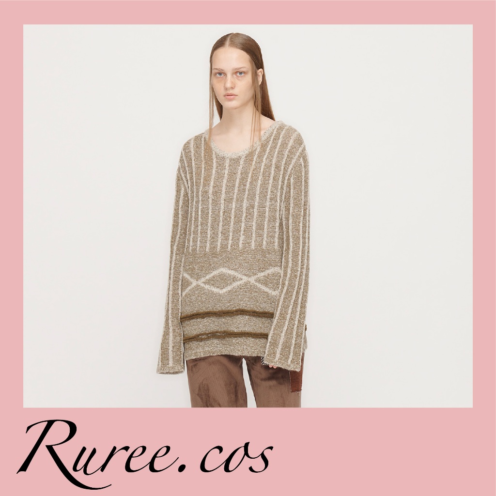 [พร้อมส่ง/ของแท้] Open YY - Pattern Mixed Knit Pullover