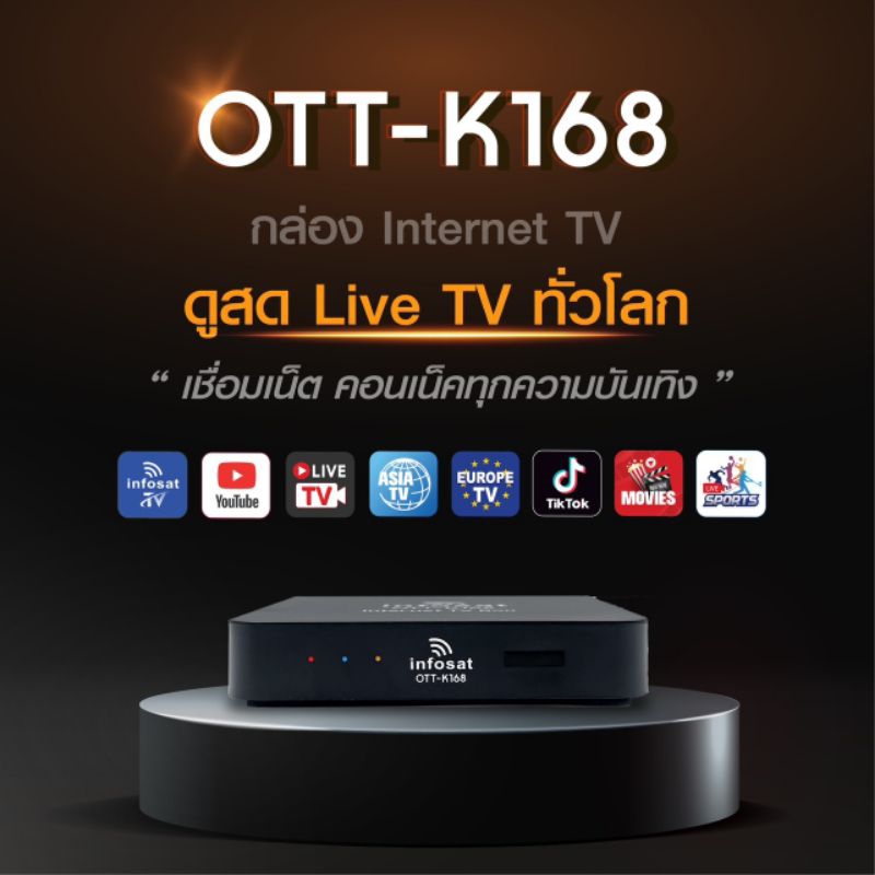 OTT-K168กล่องInternetTvอินโฟแซทต่อเน็ตแถมเสาwifi