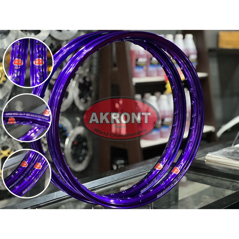 ล้อAKRONT ขอบจิก เลเซอร์ขอบ ขนาด17 1.4 1คุ่ (2วง) งานลิขสิทธิ์แท้