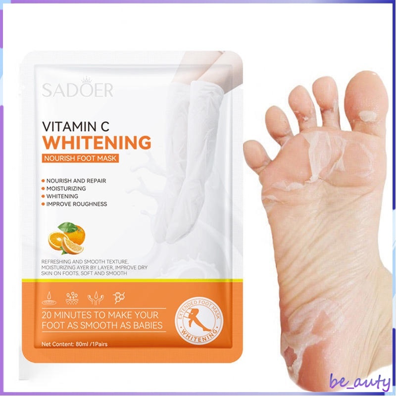 SADOER มาส์กเท้า มาส์กขายาว 80ML บำรุงผิว ผิวนุ่ม ขาขาว ยาว 55 CM แก้ผิวแห้งแตก ลดริ้วรอย หน้ากากเท้าวิตามินซี VC