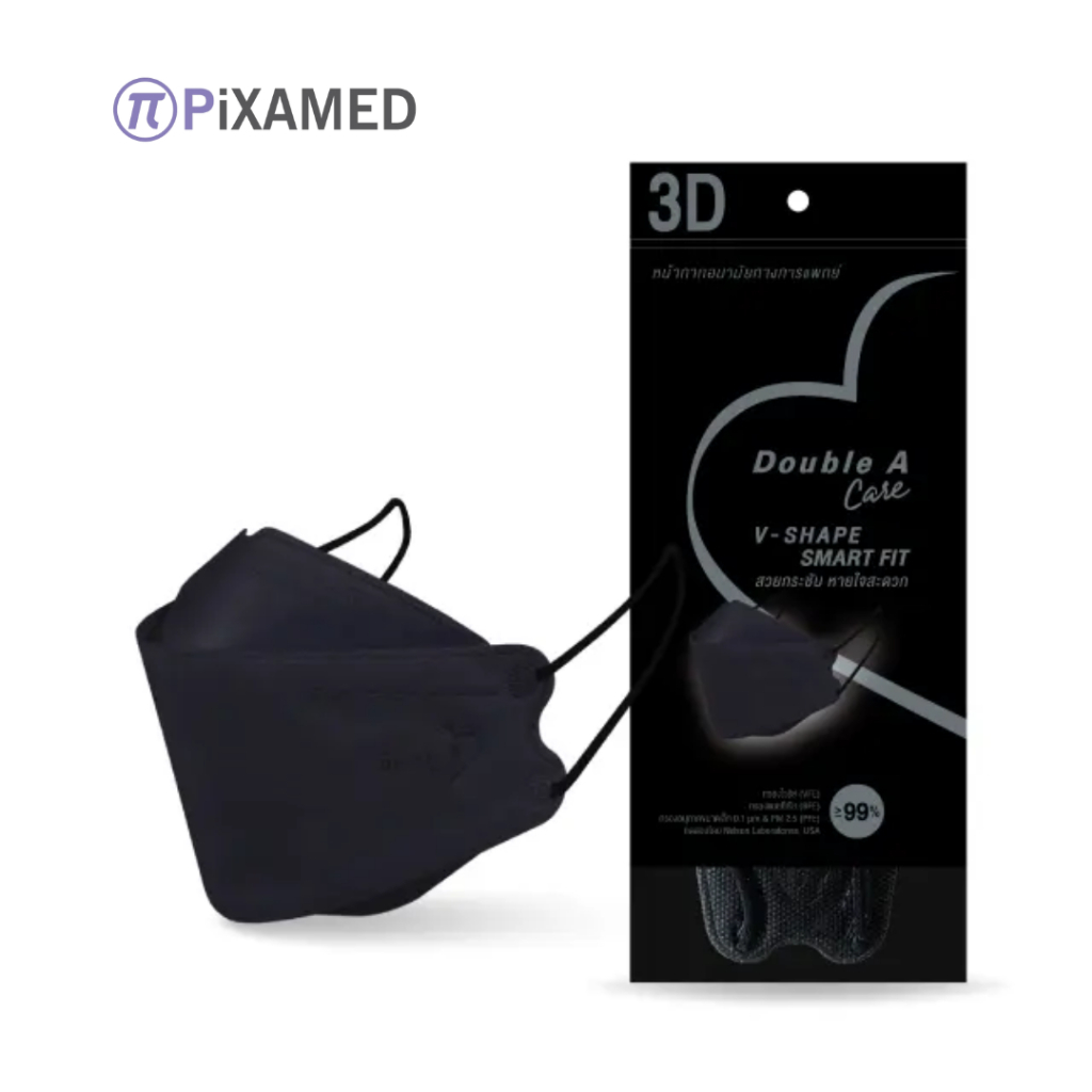 Double A Care หน้ากากอนามัยทางการแพทย์ 3D V-SHAPE Smart Fit สีดำ (10 ชิ้น/แพ็ค)