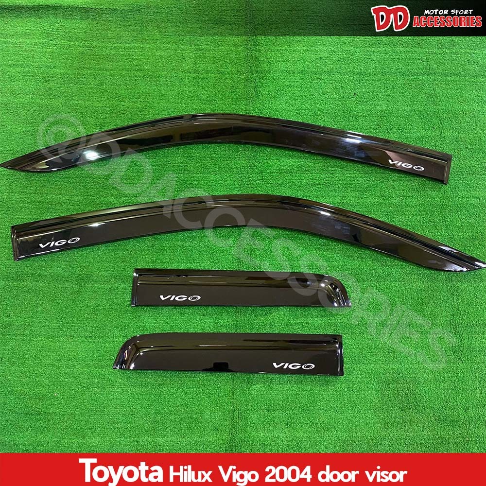 กันสาด Vigo 2005-2014 สำหรับรถ 4 ประตูเท่านั้น สีดำ NT พร้อมกาว 2 หน้าสำหรับติดตั้ง บังลมประตู คิ้วก