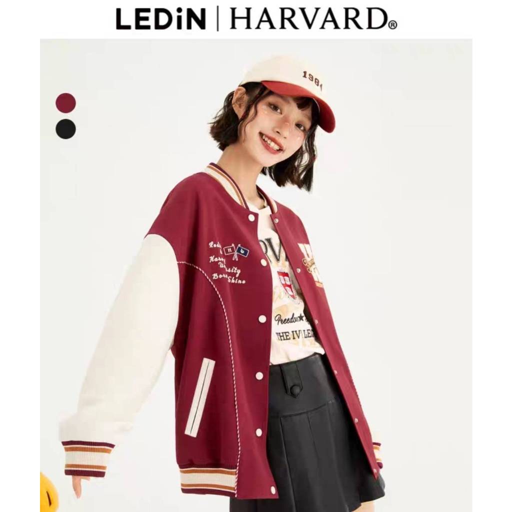 LEDIN x Harvard เสื้อแจ็คเก็ตเบสบอล มหาวิทยาลัยฮาร์วาร์ด